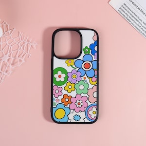Retro Colorful Flowers Phone Case Personalised iPhone Case,iPhone 16 Pro Max,15 Pro,15 Plus,iPhone 14,13,12,11,XS Case,Custom Case,Gift idea