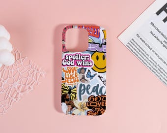 Custom Phone Case:Christian Retro Collage Custom Hard Phone Case for iPhone 17 16 15 14 13 Pro Max 2025 Name iPhone Case Personalized Gifts