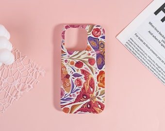 Personalized Phone Case:Floral Butterfly Pattern Custom Hard Phone Case for iPhone 17 16 15 14 13 Pro Max Name iPhone Case Personalized Gift