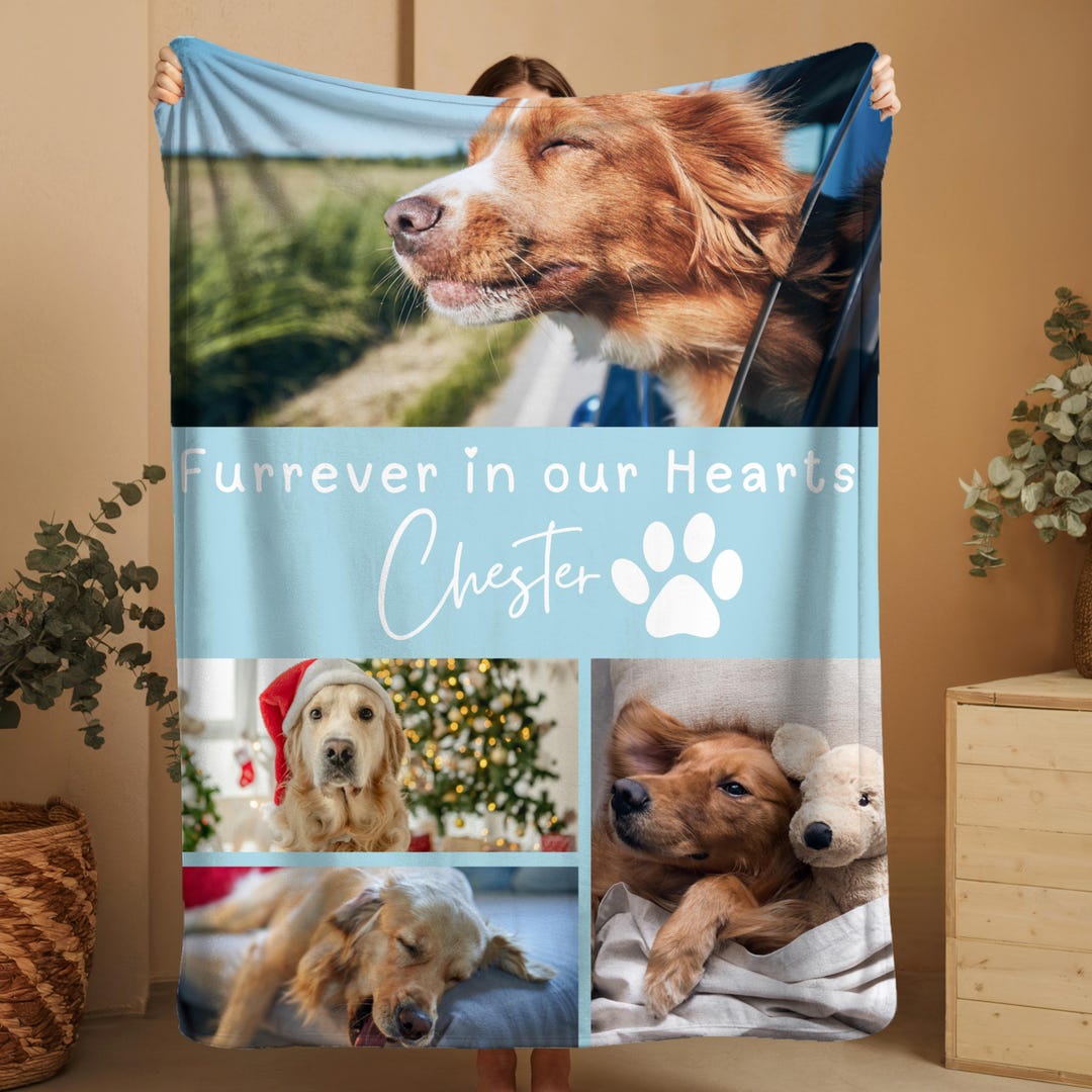 Personalized Pet Memorial Photo Blanket Gift, Custom Cat Sympathy Gift ...