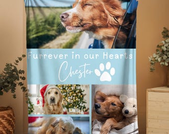 Personalized Pet Memorial Photo Blanket Gift, Custom Cat Sympathy Gift, Pet Loss Keepsake Remembrance, Dog Picture Bedding Blanket With Text