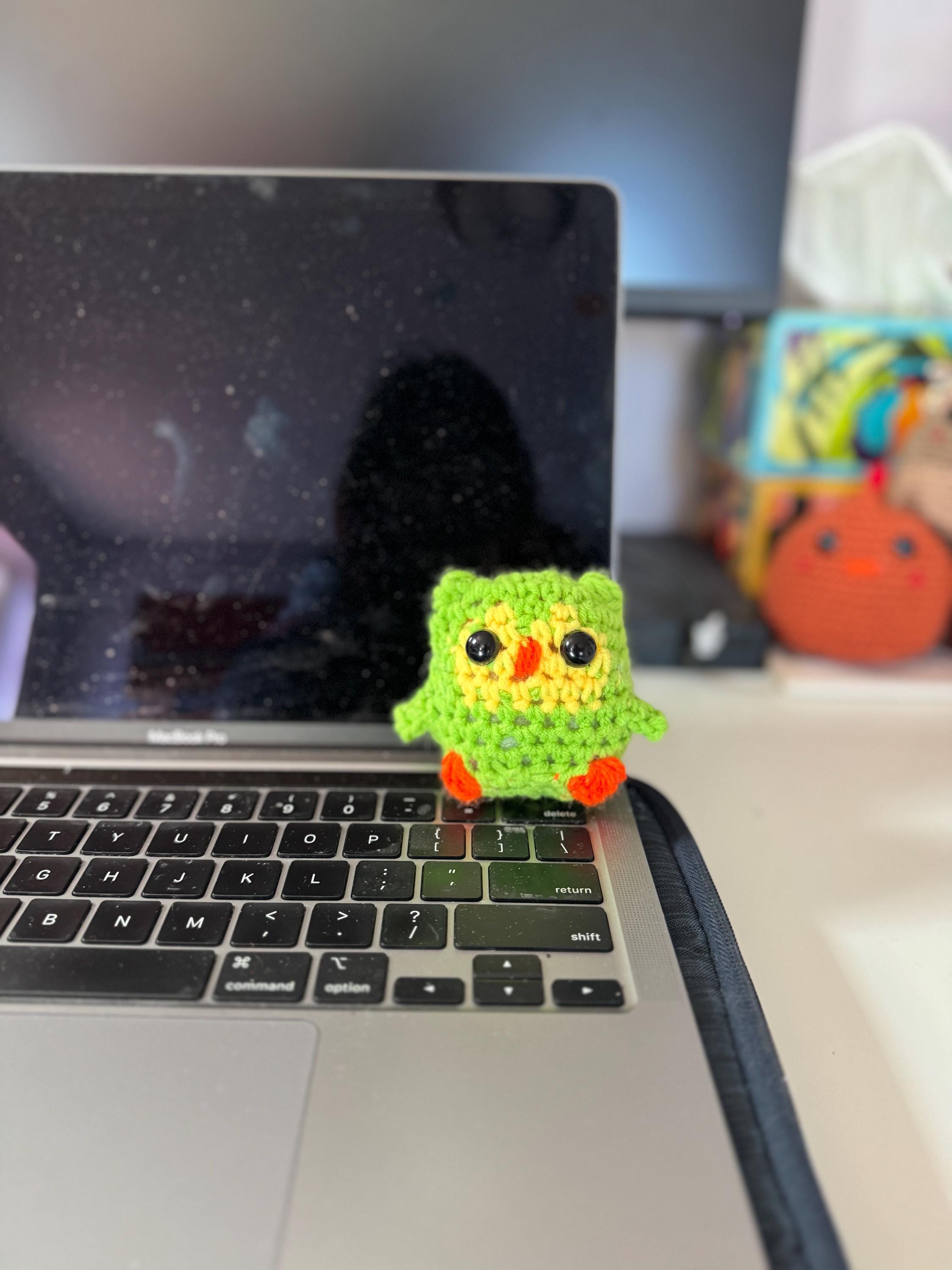 Handmade Cute Mini Duolingo Inspired Green Duo Owl Tutor Amigurumi - Crochet Plush Toy