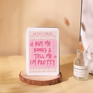 Pink Guest Check Custom Kindle Case Cover For Kindle Paperwhite 12th 7"Paperwhite 11th 6.8''Kindle8 10 11th 12th Paperwhite 5/6/7th Cover