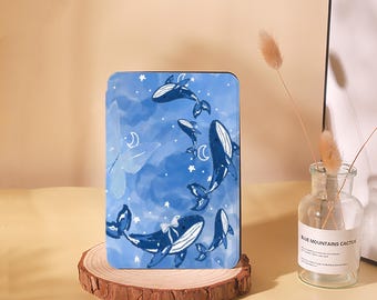 Persönliche Whale Swirl Design Blau Malerei Unten Kindle Tasche-Handmade Geschenk