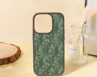 Custom Green Forest Phone Case for iPhone 15 14 13 12 11 11 Pro Max Mini 7 8 XR XS X Shockproof Phone Cover with Customised Name