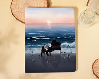 Kreative Seaside Piano Melodyh Muster iPad Hülle mit Stifthalter Abdeckung für 2025 Air 7
