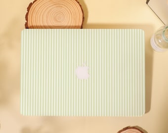 Art Green Stripe Pattern MacBook Case Cover for Air 13 15 Mac, M1 M2 Air 13 A2681,A2337, A2338, Pro 13 14 15 16, 2022 2021 2020 Laptop Case