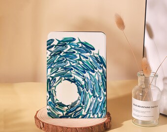 Persönliche Sardine Swirl Design Beige Unten Kindle Hülle-Handmade Geschenk