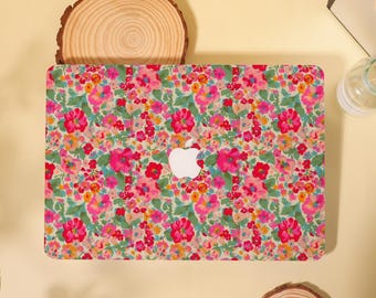 Custom Red-Green Flowers MacBook Case Cover for Air 13 15 Mac, M1 M2 Air 13 A2681,A2337, A2338, Pro 13 14 15 16, 2022 2021 2020 Mac Case