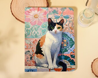 Floral Tile Cat iPad Hülle mit Stifthalter Cover für 2026 Air 7