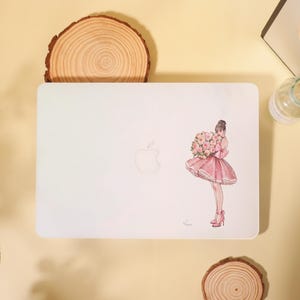 Simple Lady With Rose MacBook Case Cover for Air 13 15 Mac, M1 M2 Air 13 A2681,A2337, A2338, Pro 13 14 15 16, 2022 2021 2020 Laptop Case