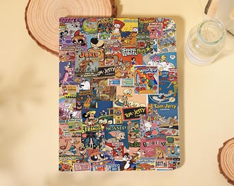 Vintage Cartoon Collage iPad Hülle mit Stifthalter Abdeckung für 2026 Air 7