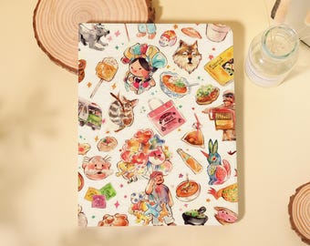 Kreative lustige Sache Collage Muster iPad Hülle mit Stifthalter Abdeckung für 2025 Air 7