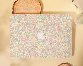 Pink Sketch Flower Garden MacBook Case Cover for Air 13 15 Mac, M1 M2 Air 13 A2681,A2337, A2338, Pro 13 14 15 16, 2022 2021 2020 Laptop Case