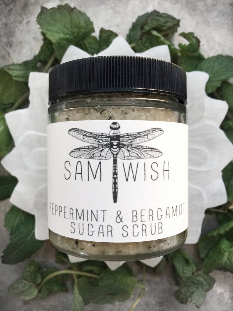 Organic Peppermint & Bergamot Sugar Scrub // All Natural // Vegan image 3
