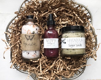 Organic Bath Time Trio  // Gift Set // Spa  // All Natural //  // Vegan // For Her // For Mom