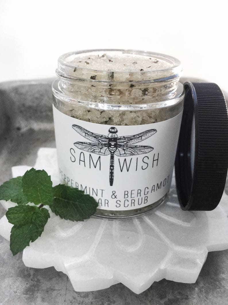 Organic Peppermint & Bergamot Sugar Scrub // All Natural // Vegan image 5