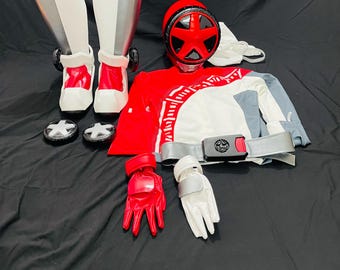 1/1  Bakuage Sentai Boonboomger Red Cosplay Costume Suit Full Set