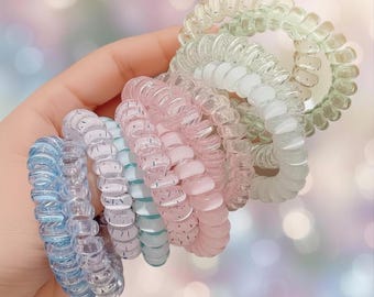 Gumki do włosów spiralne, 10 sztuk gumek do włosów bez zagnieceń, pastelowe gumki do włosów, delikatne elastyczne gumki do włosów, prezenty dla niej