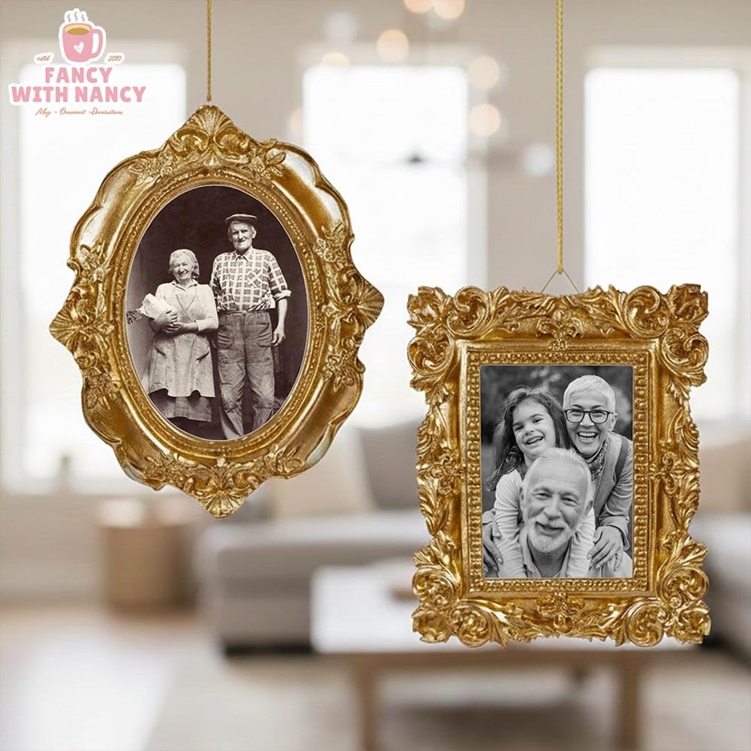 Personalized Memorial Photo Frame Ornament, Vintage Family Picture ...