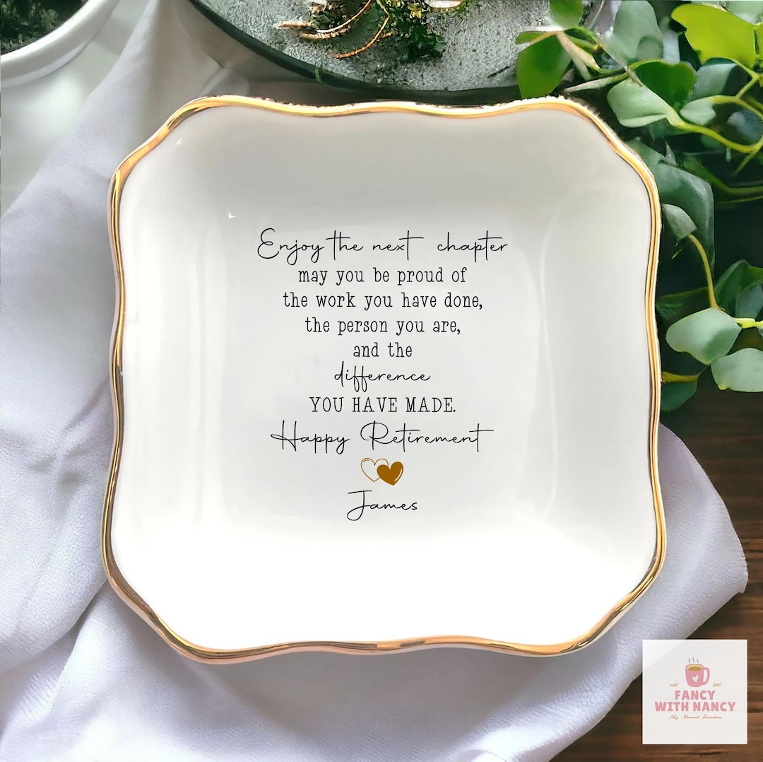 Retirement Counter Rings Personalized Happy Retirement Jewelry Dish, Enjoy the Next Chapter ...