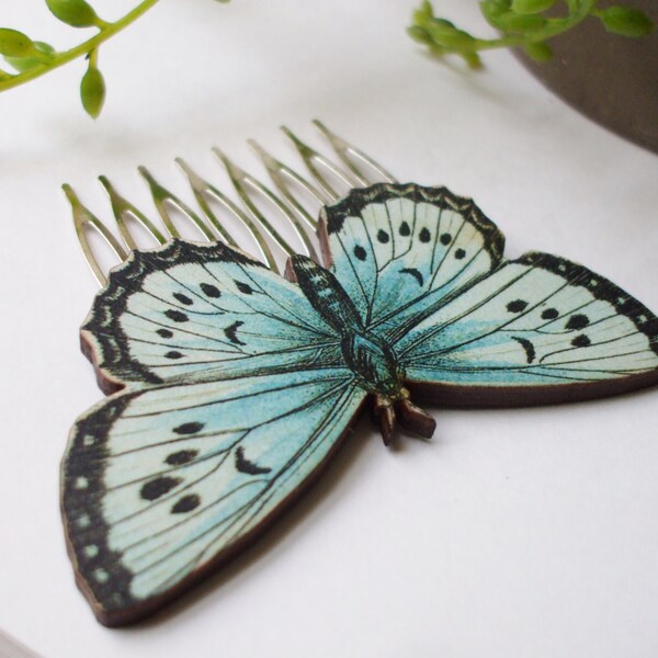 x2 Beautiful Butterfly Hair Comb Set Something Blue Bridal Hair Accessory Barrette Hair Clip Pretty Fashion Statement Ready to Ship