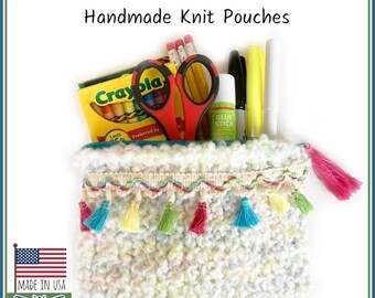 Knitted Pouch / Clutch Purse for Makeup, School Supplies, Traveling and More!
