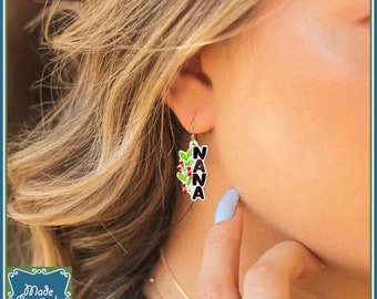 Handmade Rhinestone Floral Earrings for Nana (or other Grandma Name)