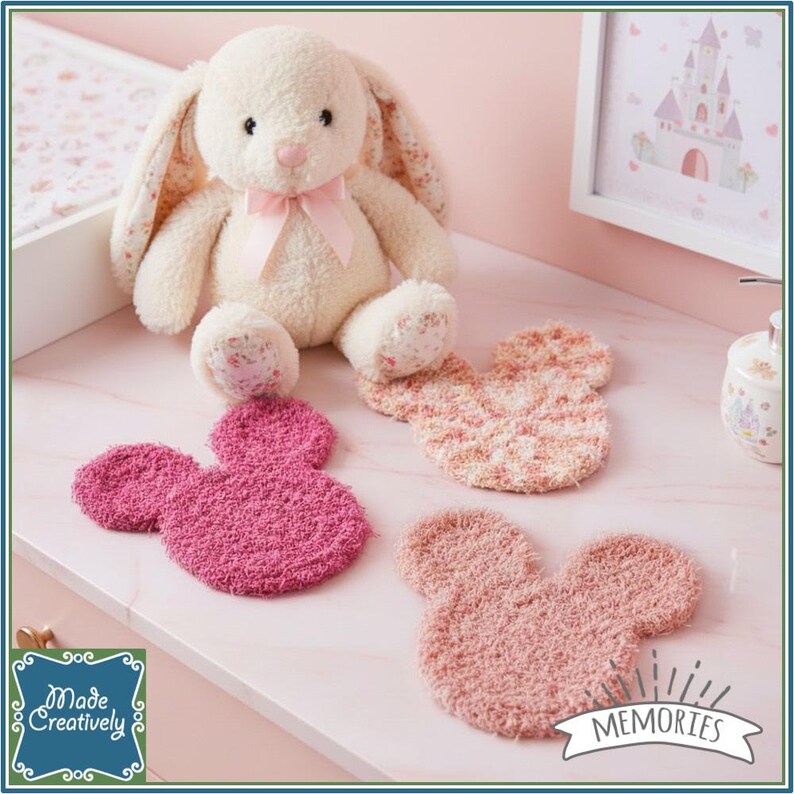 Mouse-Shaped Bath & Kitchen Scrubby Set - All Polyester OR All Cotton Cotton - Memories