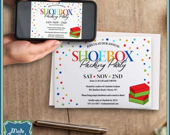 "Digitale personalisierte ""Jesus Loves You"" Einladung zum Schuhkarton verpacken - Gestalten Sie Ihre eigenen!"