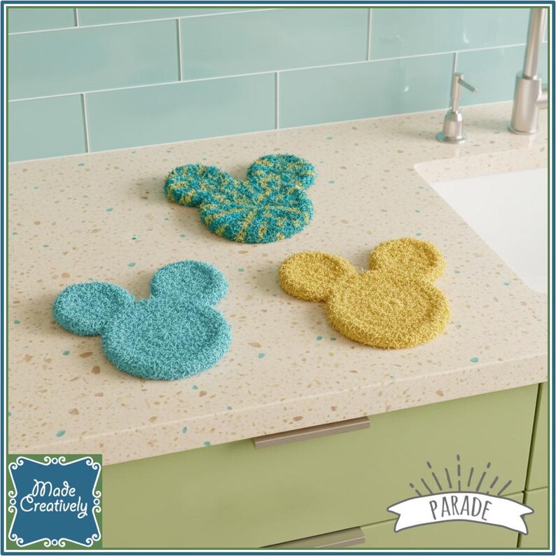 Mouse-Shaped Bath & Kitchen Scrubby Set - All Polyester OR All Cotton Cotton - Parade