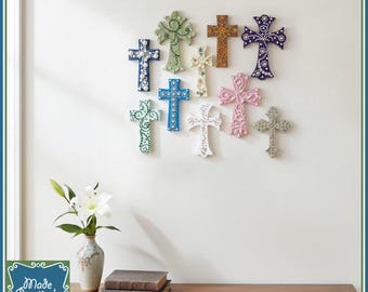 Wooden Cross with Rhinestones