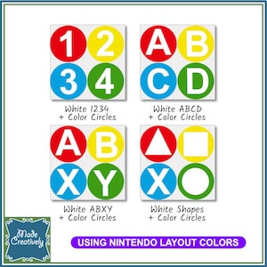 Video Game Controller Button Vinyl Stickers NIN Wh ABXY +Color O