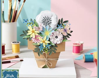 Handmade 3D Paper Flower Bouquet Greeting Card