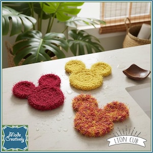 Mouse-Shaped Bath & Kitchen Scrubby - Cotton and Polyester Sets Set - Lion Cub