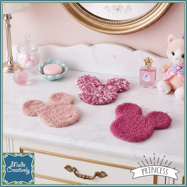 Mouse-Shaped Bath & Kitchen Scrubby - Cotton and Polyester Sets Set - Princess