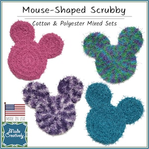 Mouse-Shaped Bath & Kitchen Scrubby - Cotton and Polyester Sets