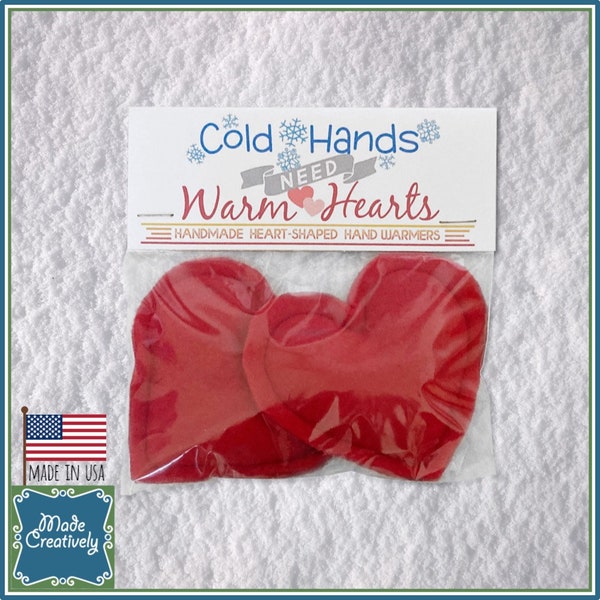 Cold Hands Need Warm Hearts! Set of 2 Handmade Heart-Shaped Hand Warmers