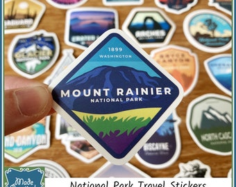 USA National Parks Stickers with Landmarks, Scenery and Iconic Sights - Set of 28 Waterproof Travel Stickers