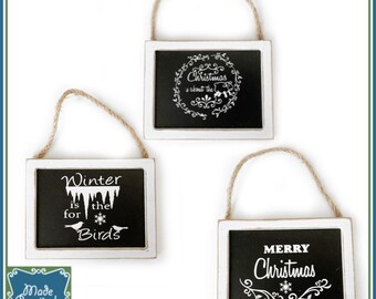 Wooden Chalkboard Christmas Sign Ornaments