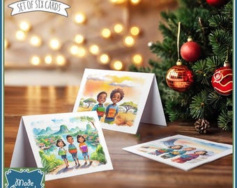 Handmade 'Living Water'color Greeting Cards - Shoebox Kids, Set of 6