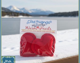 Cold Hands Need Warm Hearts! Set of 2 Handmade Heart-Shaped Hand Warmers