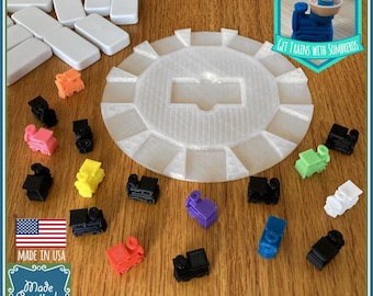3D-Printed Domino Trains & Station Hub: Mexican Train Game Pieces