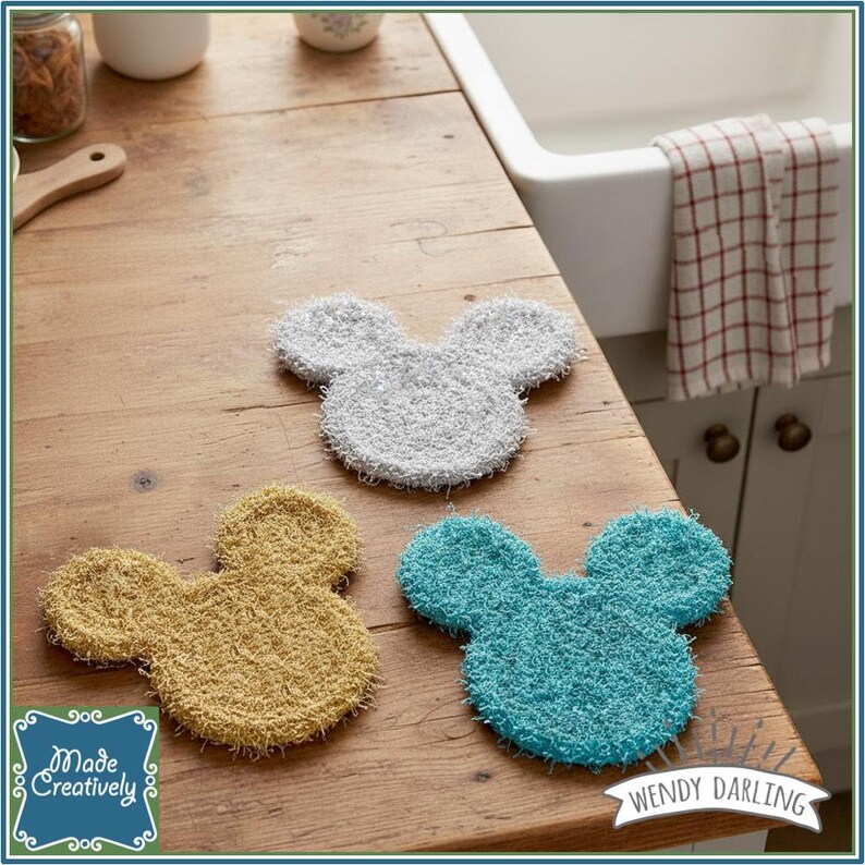 Mouse-Shaped Bath & Kitchen Scrubby - Cotton and Polyester Sets Set - Wendy Darling