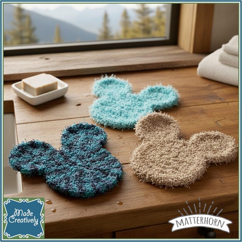 Mouse-Shaped Bath & Kitchen Scrubby - Cotton and Polyester Sets Set - Matterhorn