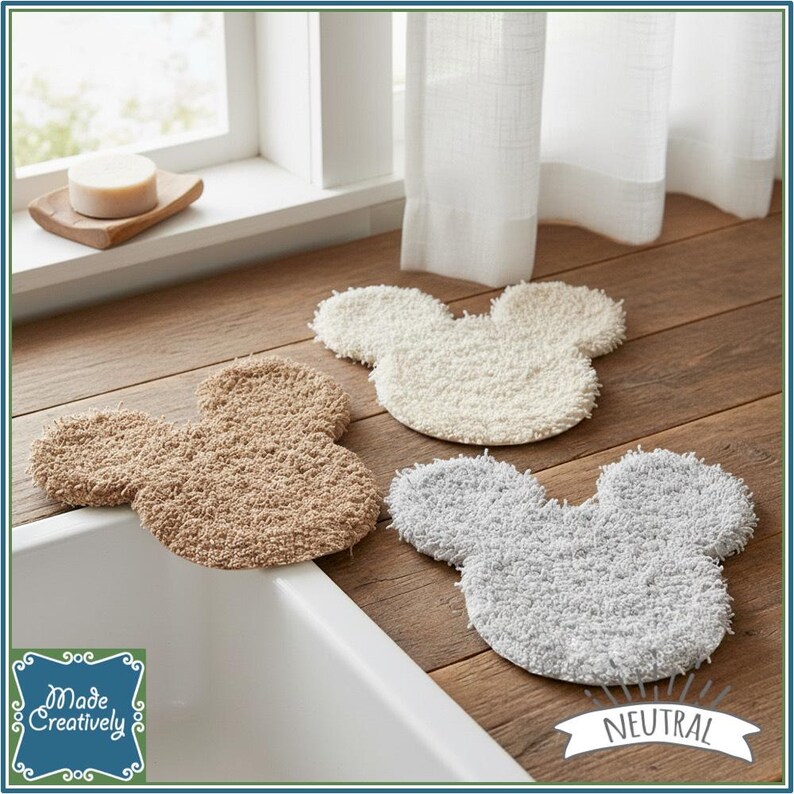 Mouse-Shaped Bath & Kitchen Scrubby Set - All Polyester OR All Cotton Cotton - Neutral