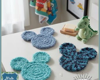 Mouse-Shaped Bath & Kitchen Scrubby Set - All Polyester OR All Cotton