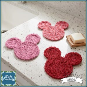 Mouse-Shaped Bath & Kitchen Scrubby Set - All Polyester OR All Cotton Cotton - Magic