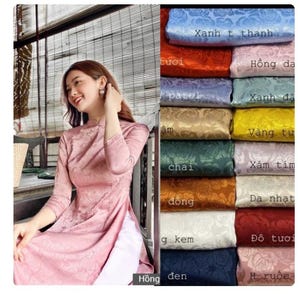 Vietnamesische Aodai Gấm -mit weißer Hose-bereit aus den USA versendet
