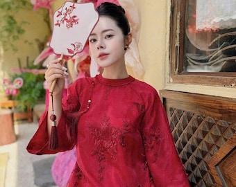 Vietnamese Traditional Double Layers Ao Dai (no pants -dress only)